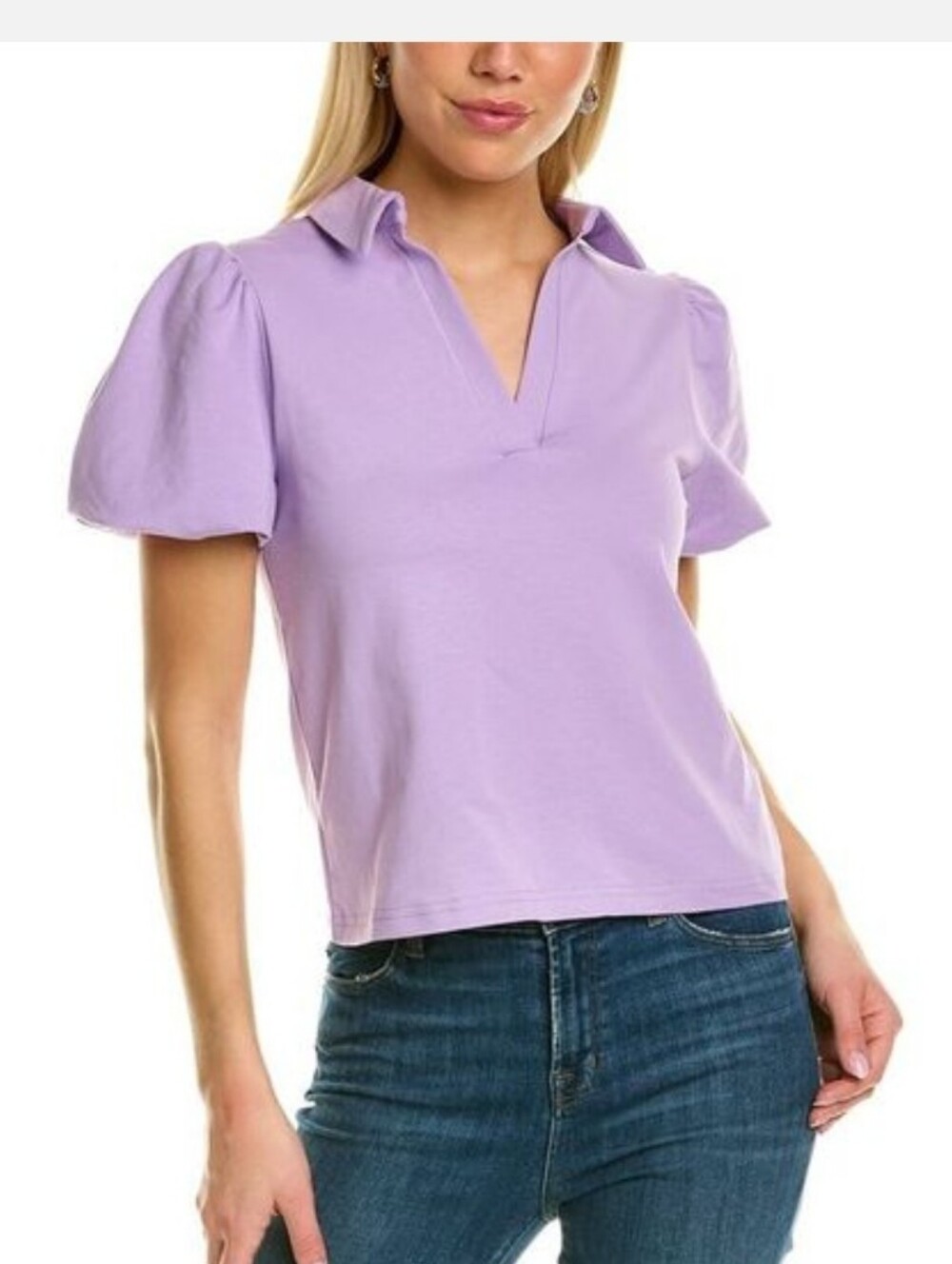 Walter Baker Lavender Puff Sleeve Polo Top Medium NWOT
